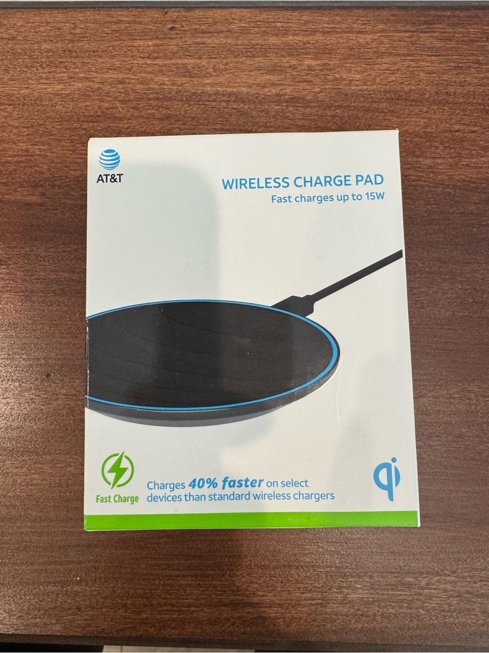 AT&T Black Wireless Charging Pad - 15W Fast Charge Qi Charger